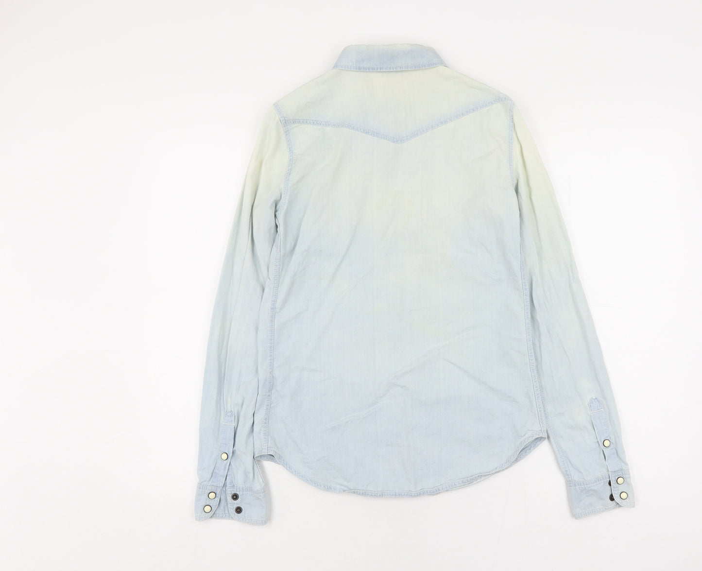 Topshop Women's Blue Denim Button-Up Shirt Size 8