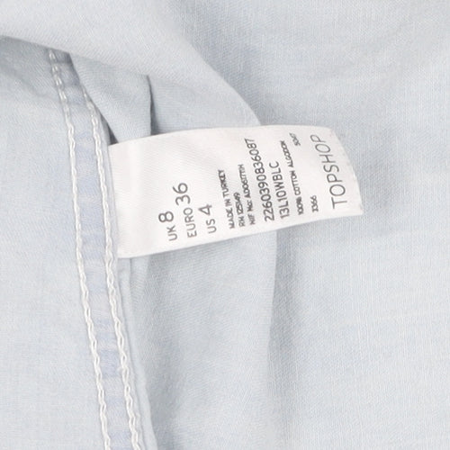 Topshop Women's Blue Denim Button-Up Shirt Size 8