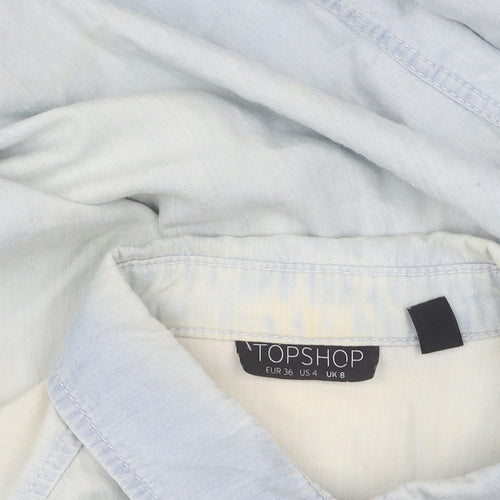 Topshop Women's Blue Denim Button-Up Shirt Size 8