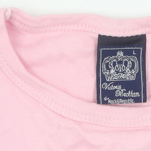 Victoria Beckham Women's Pink L T-Shirt, Embroidered Design
