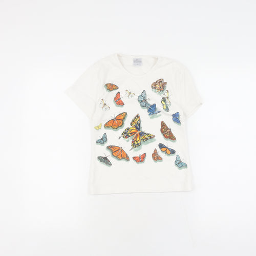 Jim Thompson White T-Shirt with Butterfly Print, Women, S