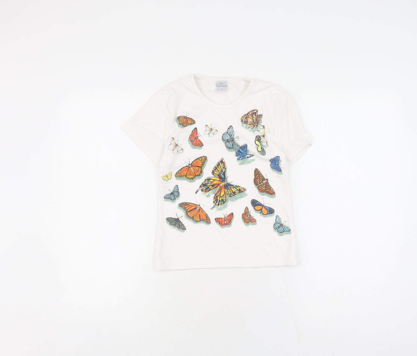Jim Thompson White T-Shirt with Butterfly Print, Women, S