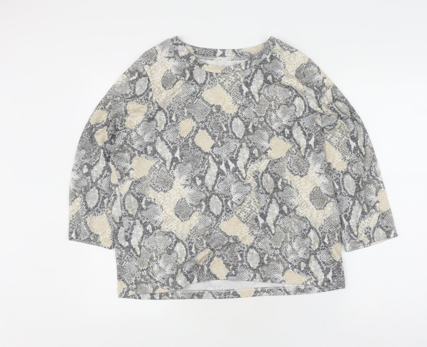 Grey Animal Print Pullover Jumper Marks and Spencer Size 16