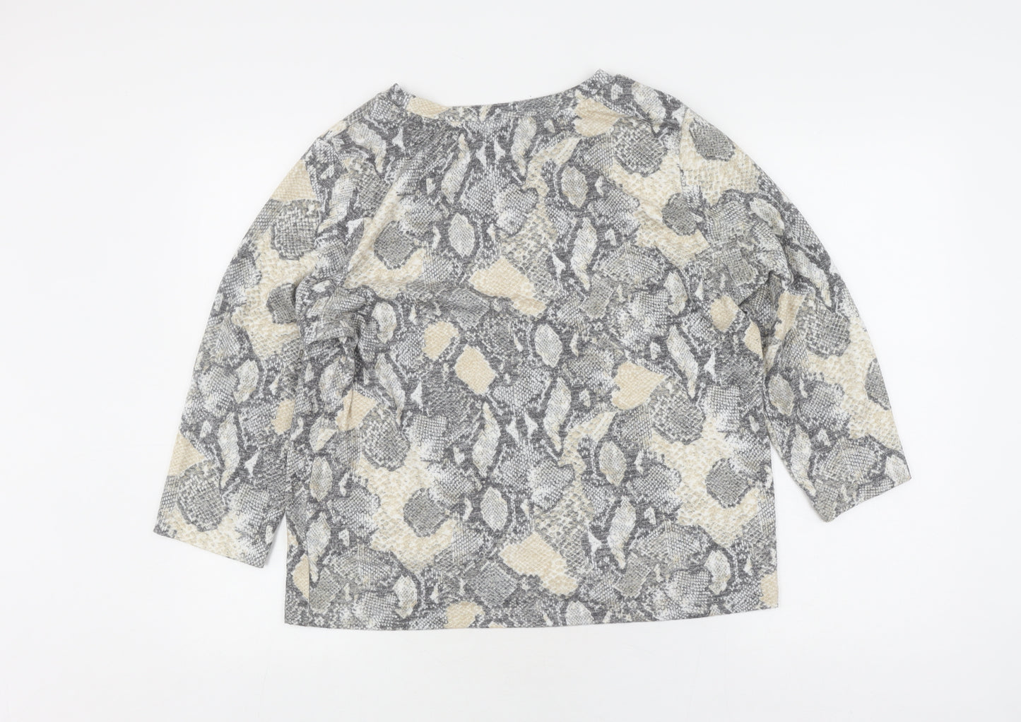 Grey Animal Print Pullover Jumper Marks and Spencer Size 16