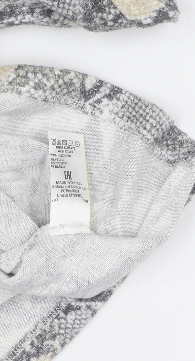 Grey Animal Print Pullover Jumper Marks and Spencer Size 16
