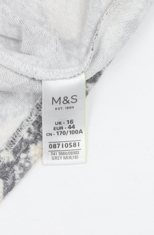 Grey Animal Print Pullover Jumper Marks and Spencer Size 16