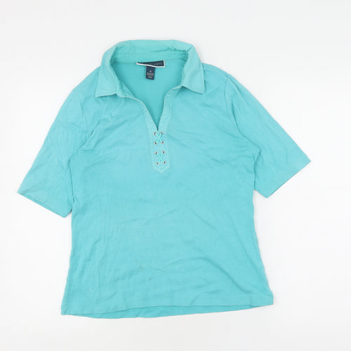 Karen Scott Women's Blue Polo Short Sleeve Top M
