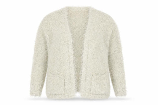 Front view of River Island Women's Ivory Cardigan, Knit, Pockets