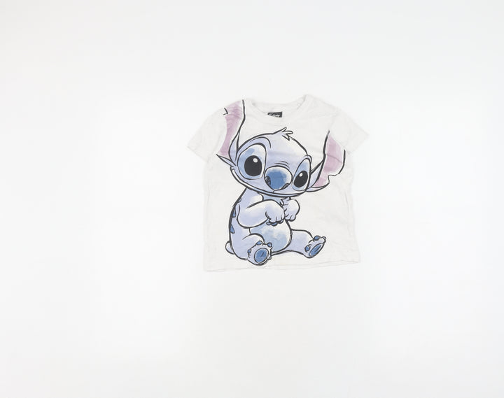 Disney at Primark Girls White Stitch T-Shirt 3-4 Years