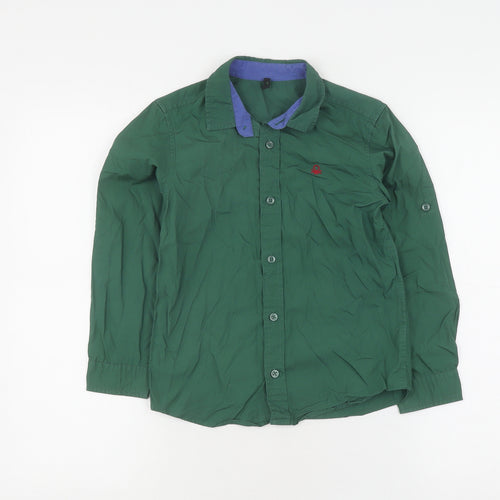 Benetton Boys Green Cotton Button-Up Shirt - Size S