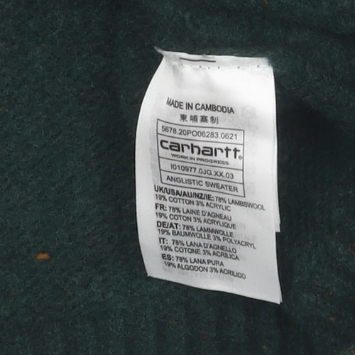 Carhartt Men's Green Wool Pullover Jumper, Size S