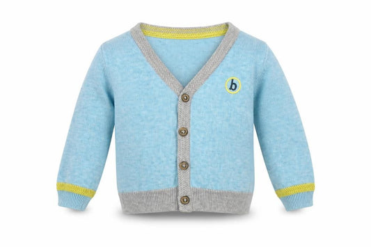 Front view of Baker by Ted Baker unisex baby cardigan 3-6 months blue