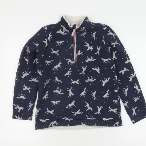 Joules Girls Blue Animal Print Fleece Sweatshirt 11-12 Years
