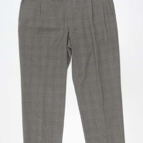 Marks & Spencer Grey Check Dress Pants, Size 10, Unisex