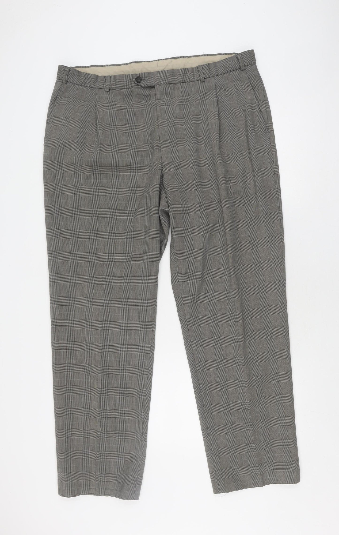 Marks & Spencer Grey Check Dress Pants, Size 10, Unisex