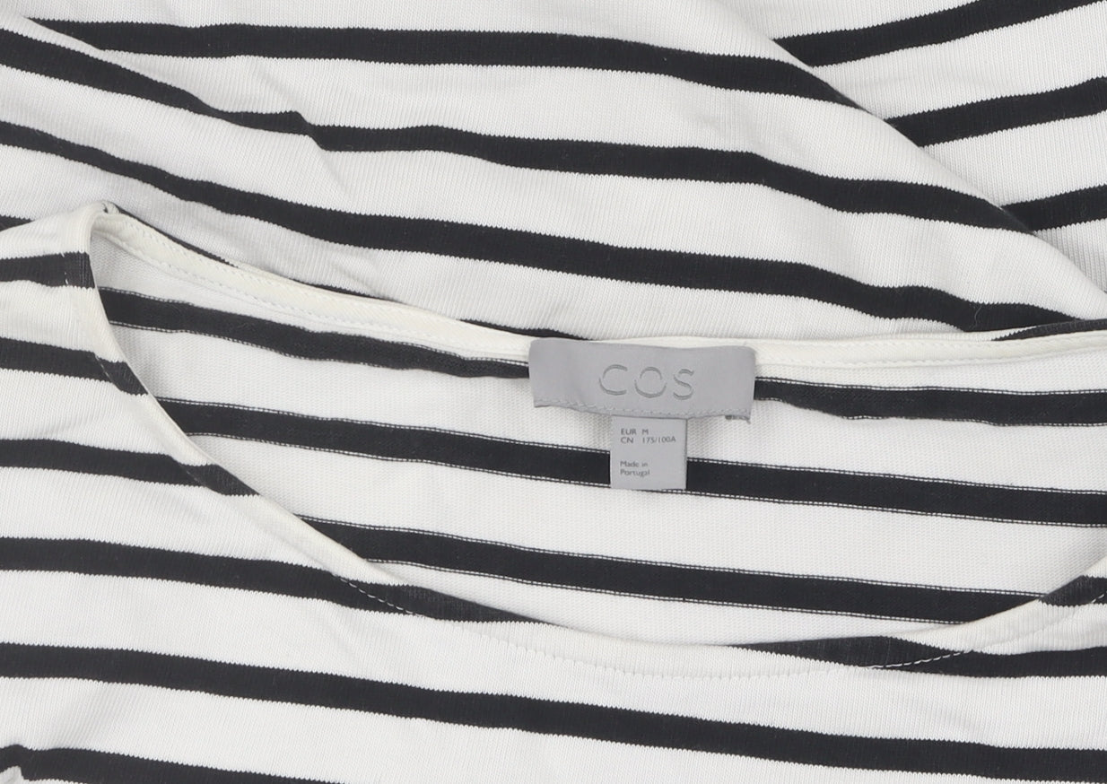 COS Women's White Striped T-Shirt M - Casual Jersey Top