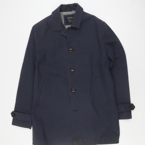 Burton Menswear Men's Blue Mid-Length Overcoat M