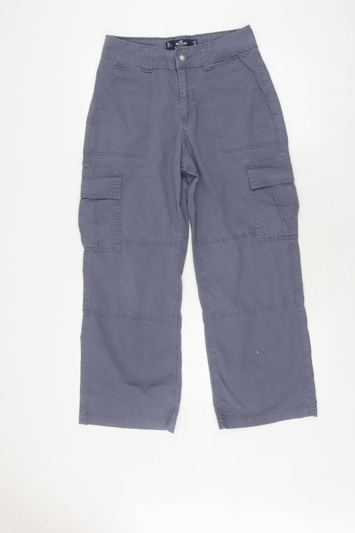 Hollister Boys Grey Cargo Trousers XS Relaxed Fit Casual