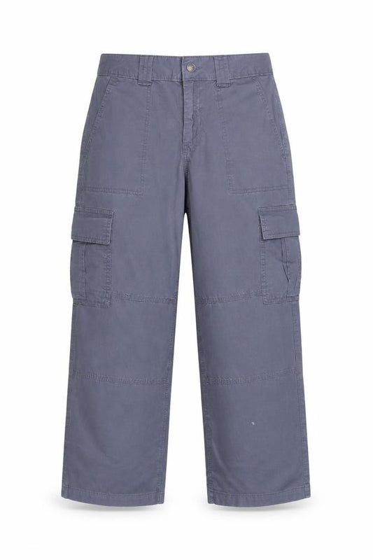 Front view of Hollister boys’ grey cargo trousers xs relaxed fit casual