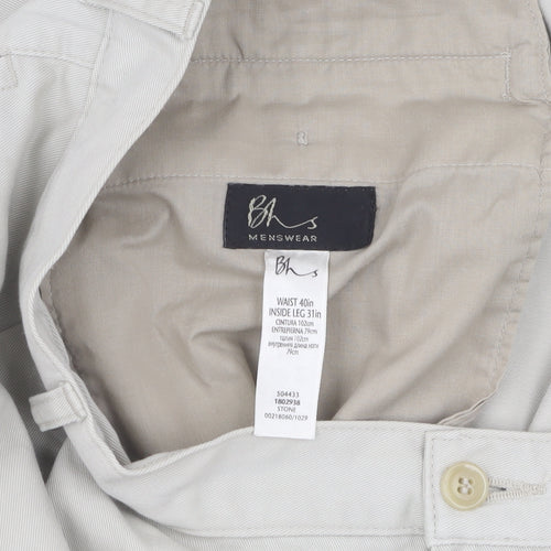 BHS Men's Beige Chino Trousers Size 40