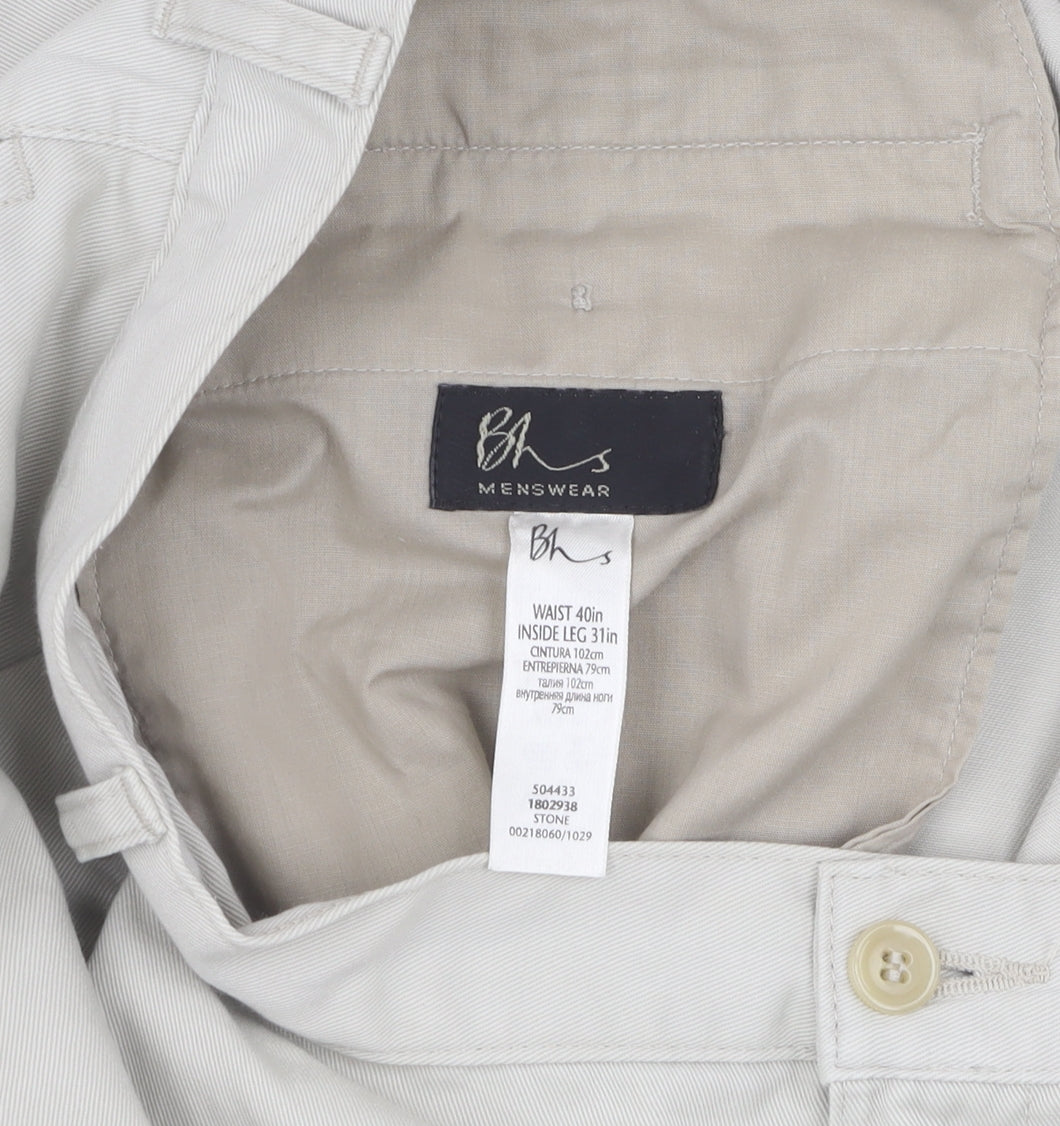 BHS Men's Beige Chino Trousers Size 40