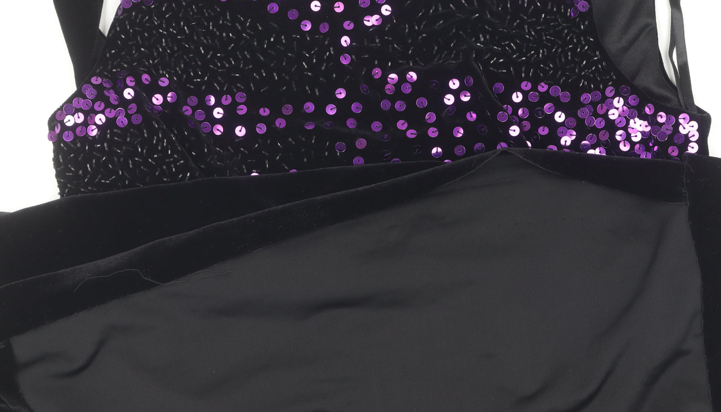 Frank Usher Women's Black Sequin Bodycon Dress Size 12