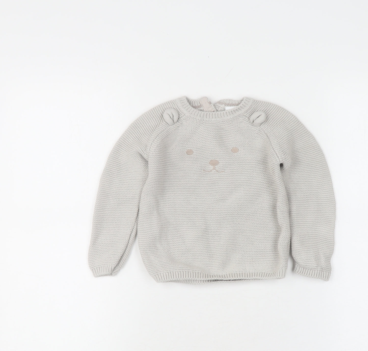 The Little White Company Grey Knit Unisex Jumper 12-18 Months
