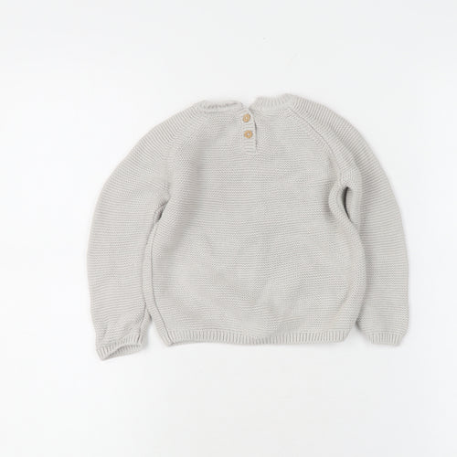 The Little White Company Grey Knit Unisex Jumper 12-18 Months