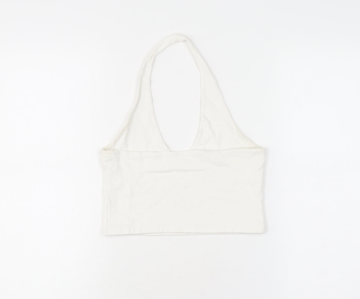 Brandy Melville Women's White Cropped Halter Top S