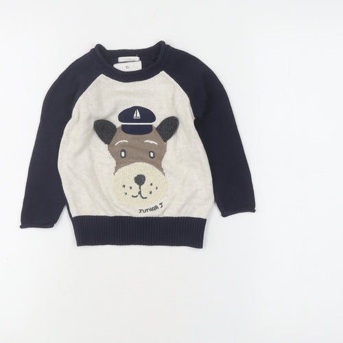 Junior J Unisex Baby Blue Animal Pullover Jumper 12-18 Months