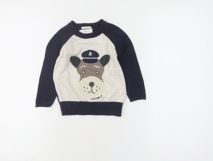Junior J Unisex Baby Blue Animal Pullover Jumper 12-18 Months