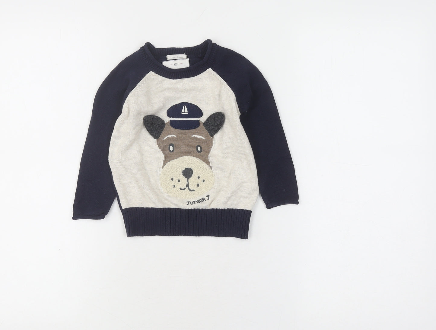 Junior J Unisex Baby Blue Animal Pullover Jumper 12-18 Months