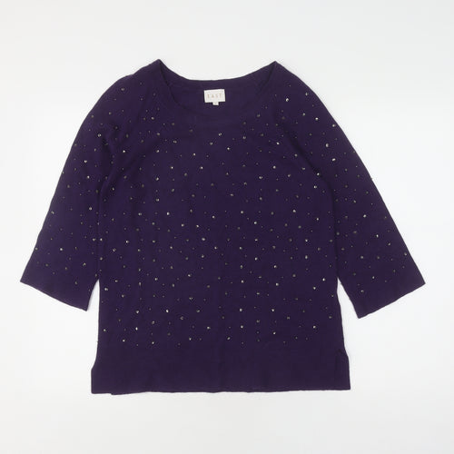 East Women's Purple Sequin Pullover Jumper XS