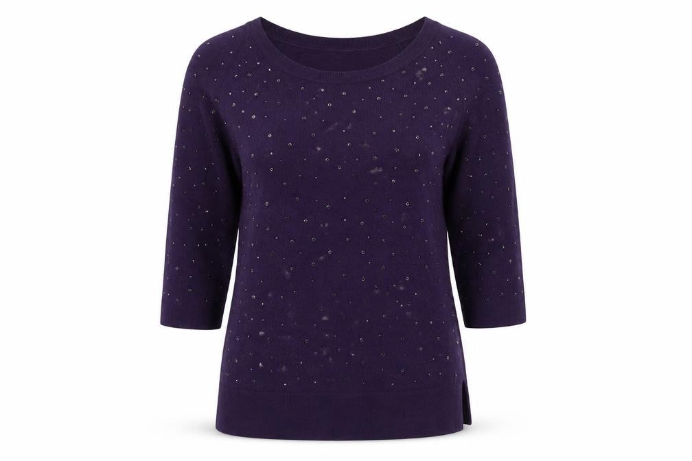 Front view of East Women's Purple Sequin jumper XS