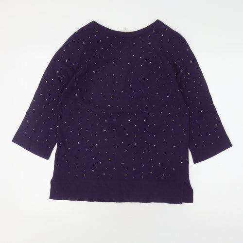 East Women's Purple Sequin Pullover Jumper XS