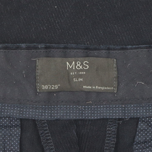 Marks and Spencer Men's Blue Slim Trousers 38
