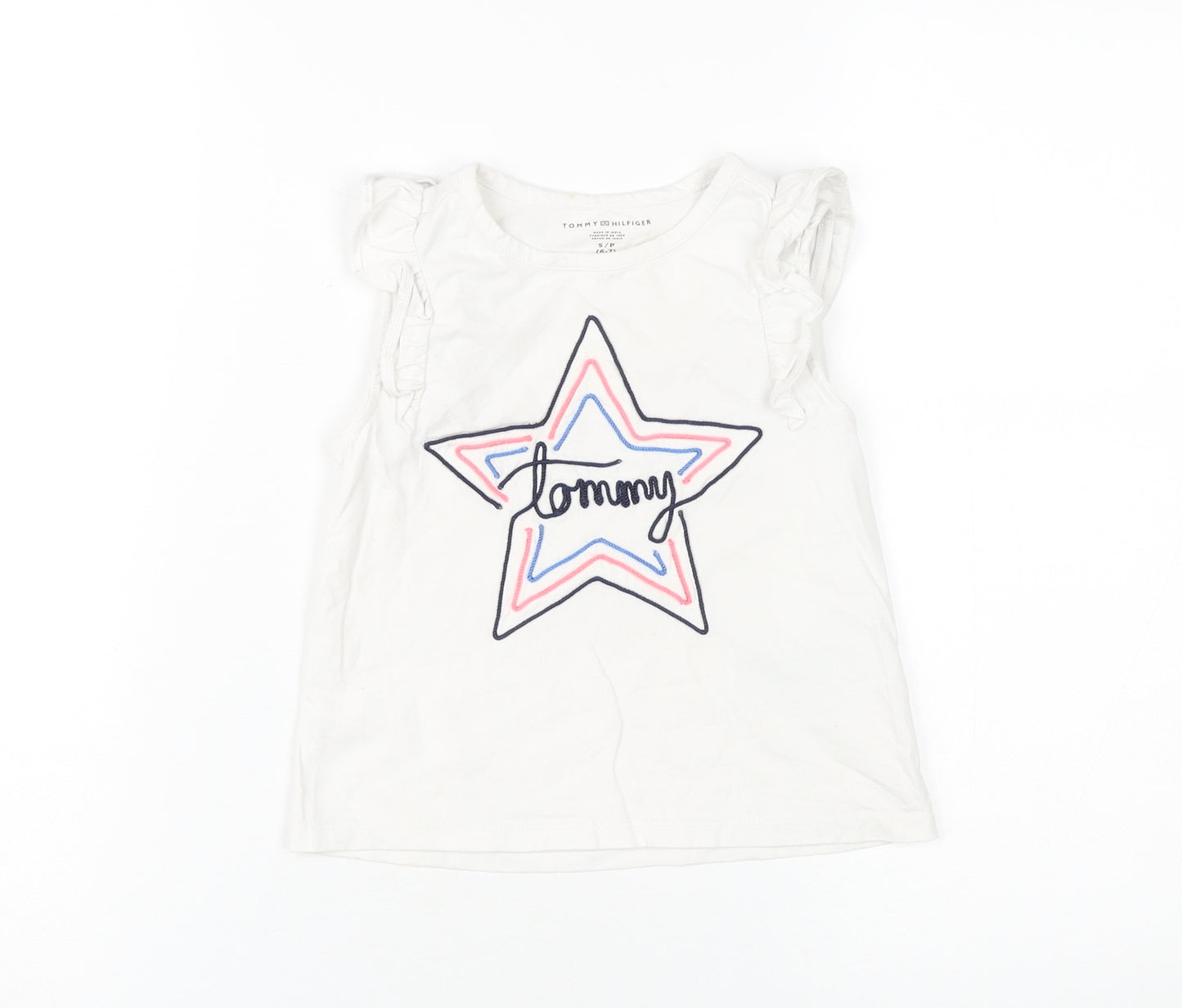 Tommy Hilfiger Girls White Graphic T-Shirt 6-7 Years