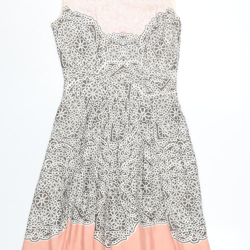 Laura Ashley Women's Pink Silk A-Line Dress, Size 8