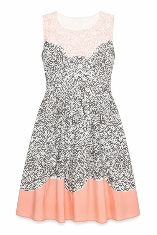 Front view of Laura Ashley Women's Pink Silk A-Line Dress, size 8