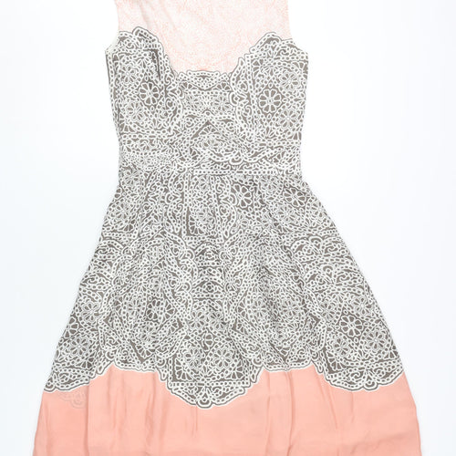 Laura Ashley Women's Pink Silk A-Line Dress, Size 8