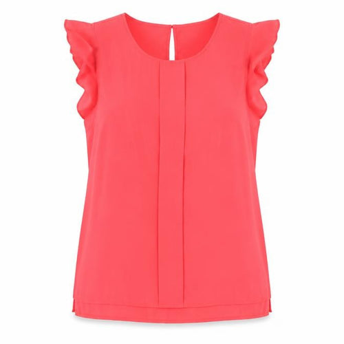 Banana Republic Women's Pink Blouse - L, Flutter Sleeve, Casual
