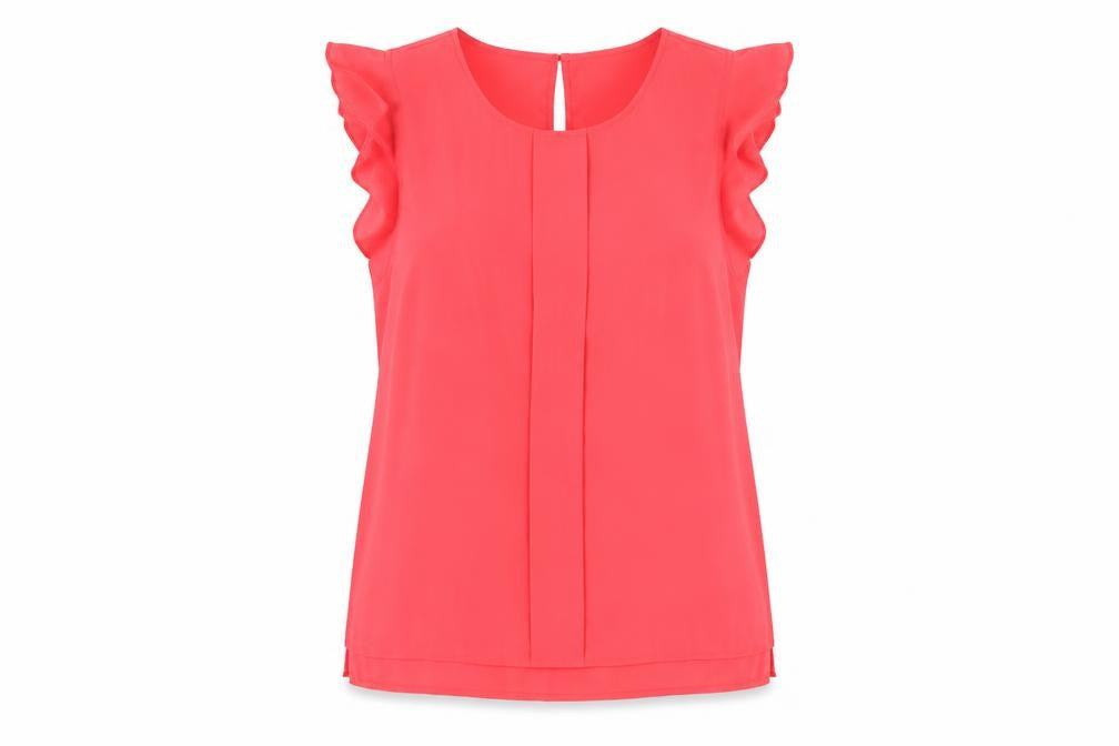 Banana Republic Women's Pink Blouse - L, Flutter Sleeve, Casual