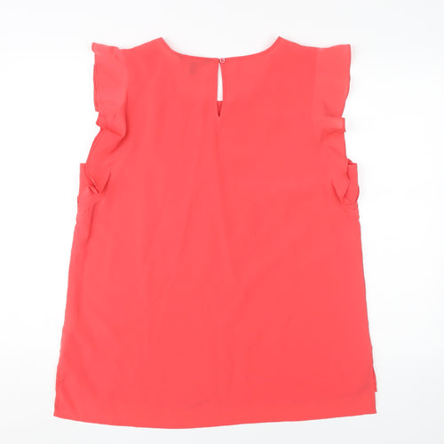 Banana Republic Women's Pink Blouse - L, Flutter Sleeve, Casual