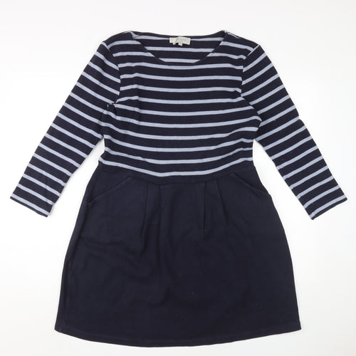 Hobbs Women's Blue Striped Knee Length Jumper Dress - Size 16