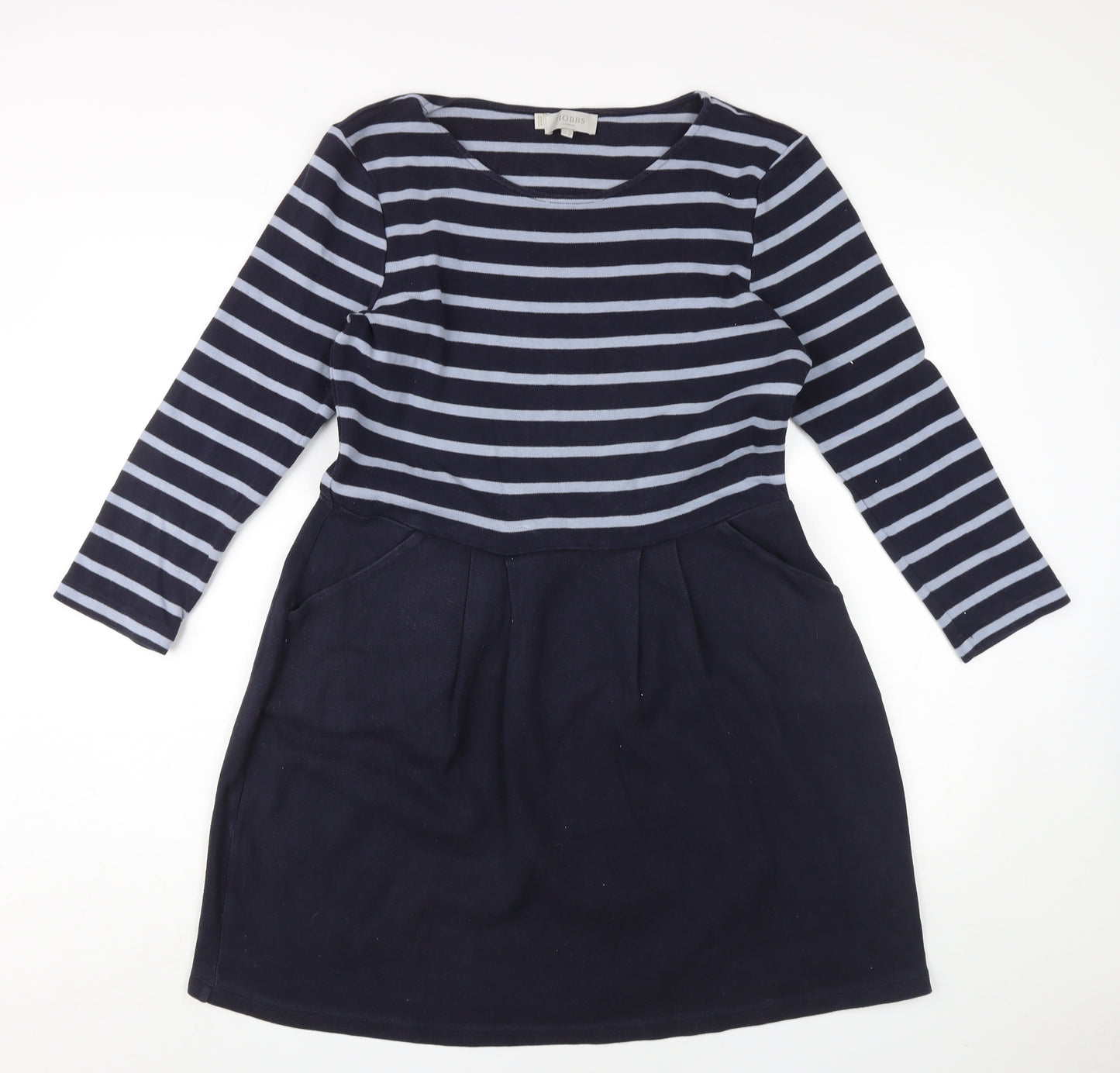Hobbs Women's Blue Striped Knee Length Jumper Dress - Size 16