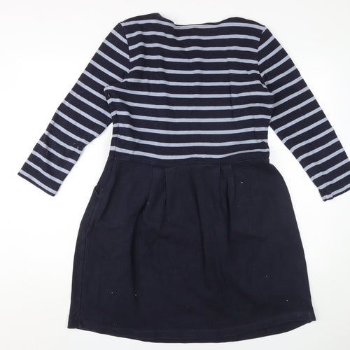 Hobbs Women's Blue Striped Knee Length Jumper Dress - Size 16