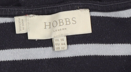 Hobbs Women's Blue Striped Knee Length Jumper Dress - Size 16