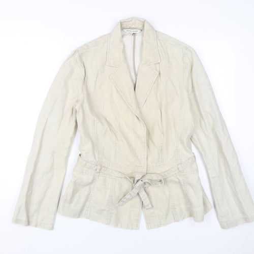 Laura Ashley Beige Linen Belted Jacket Size 16