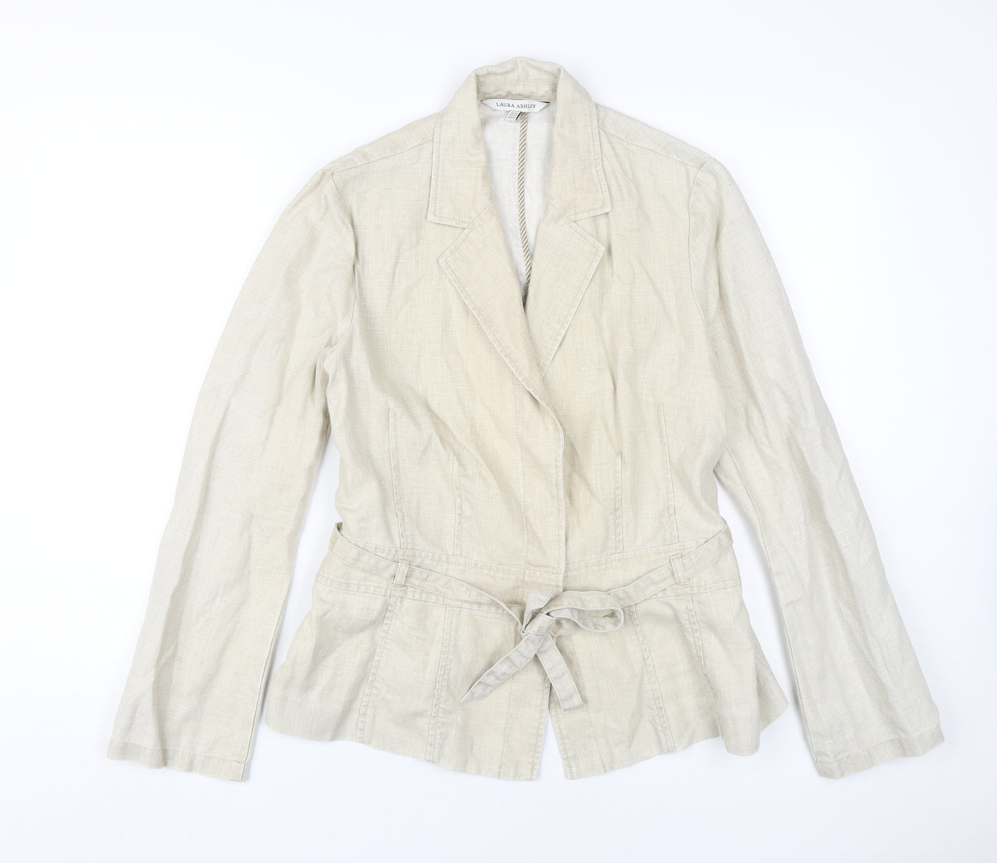 Laura Ashley Beige Linen Belted Jacket Size 16