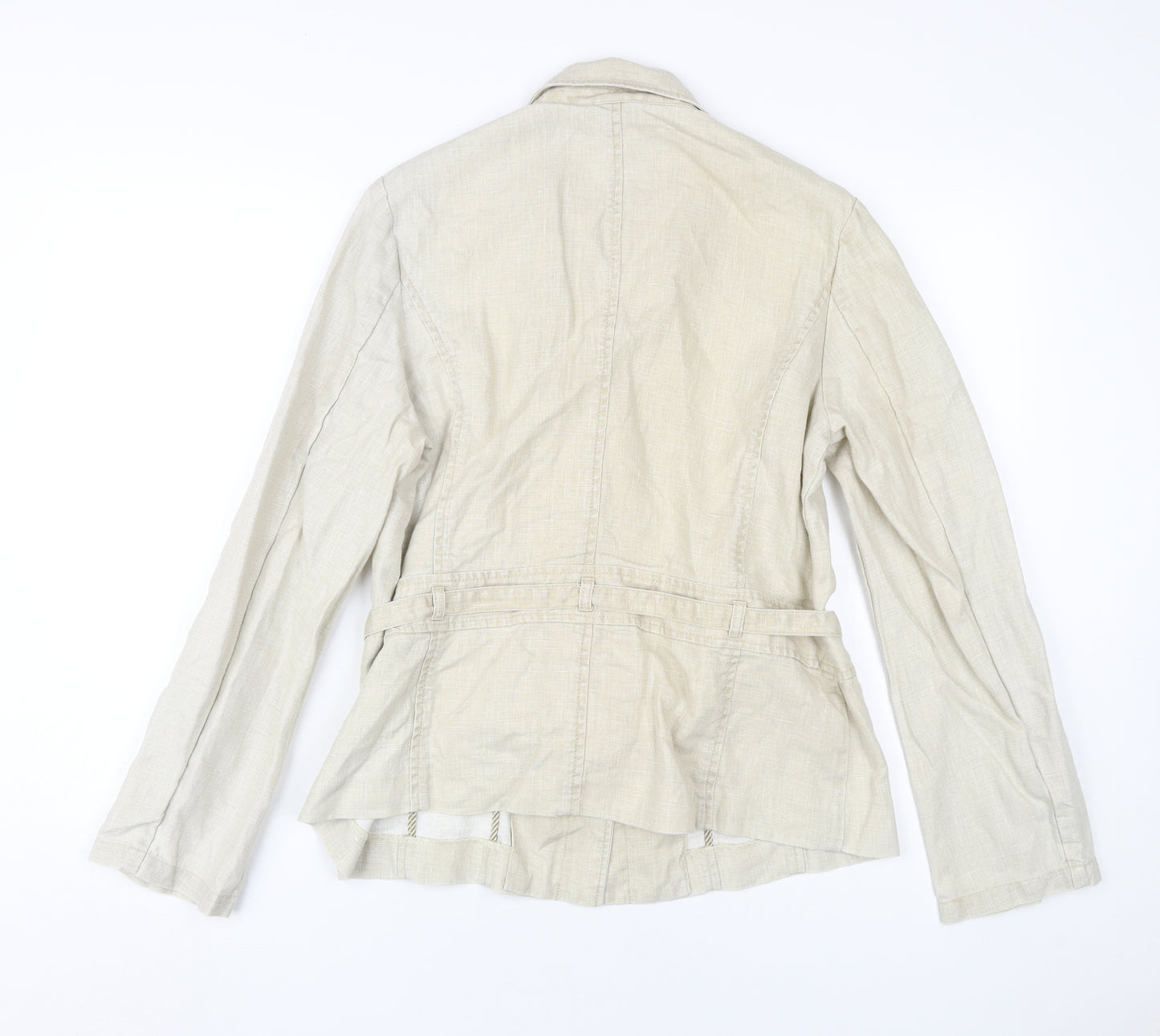 Laura Ashley Beige Linen Belted Jacket Size 16